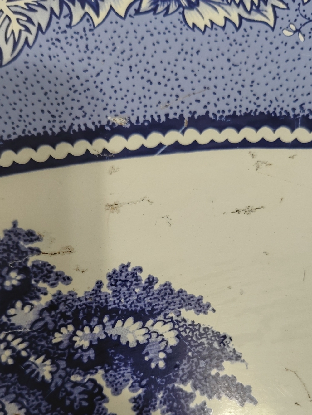 daher Decorated Ware Blue And White Metal Oval Serving Tray - Picture 6 of 7